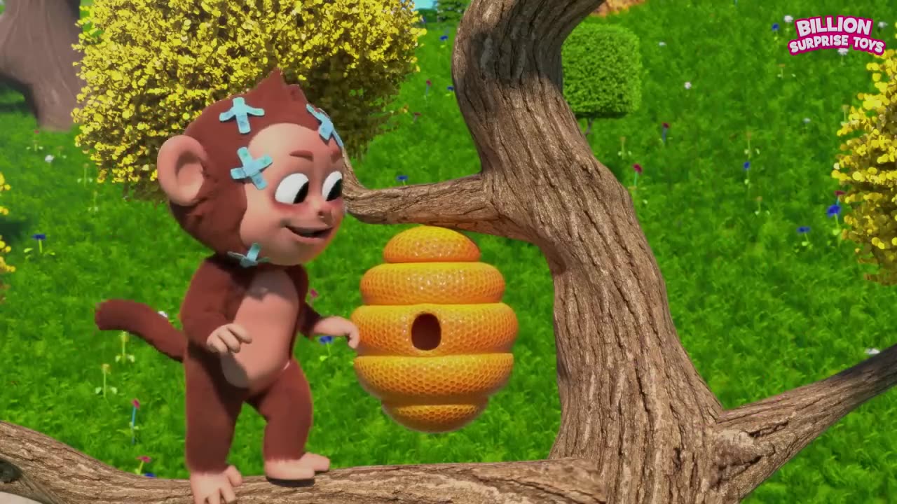 HoneyBee attack on monkey! Kids Cartoon & songs-Poem.