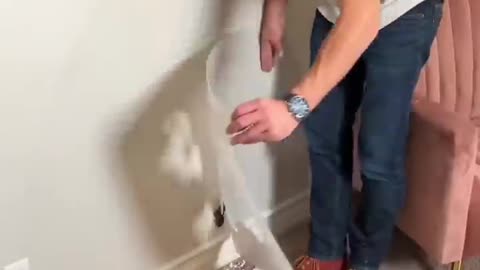 Dad fixes hole in kids bedroom! 🕳️🐁