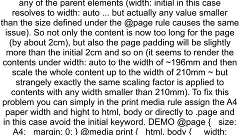 CSS to set A4 paper size