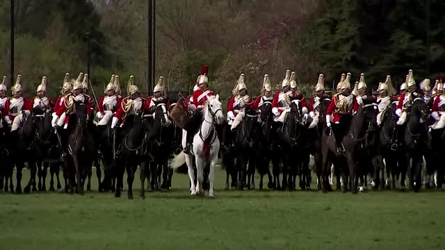 Britain's Household Cavalry inspection ahead of Platinum Jubilee
