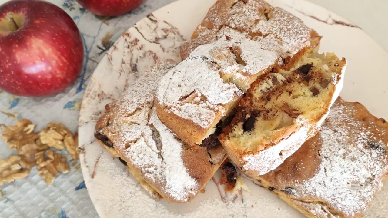 Apple muffins with chocolate, apples and nuts