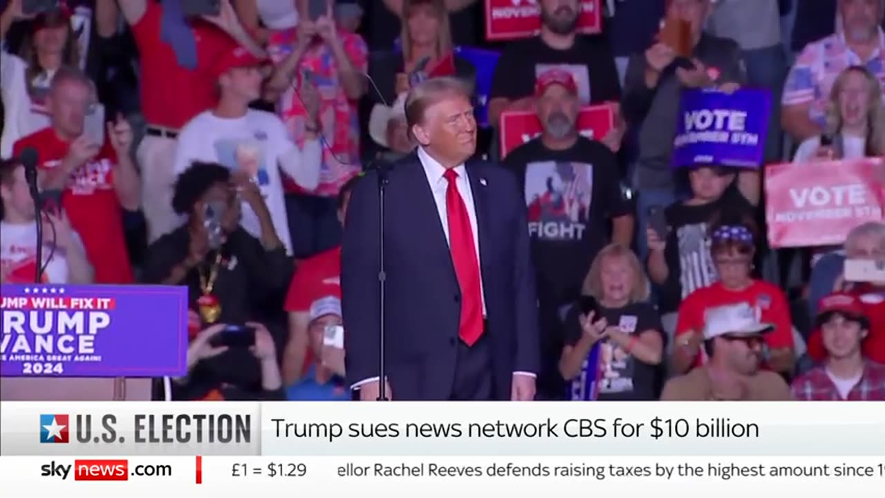 Trump suing CBS for $10bn over 'doctored' Harris interview _ US election