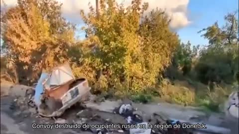 Convoy destruido de ocupantes rusos en la región de Donetsk.