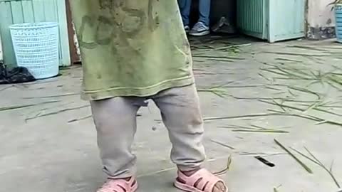 Cute little boy dancing