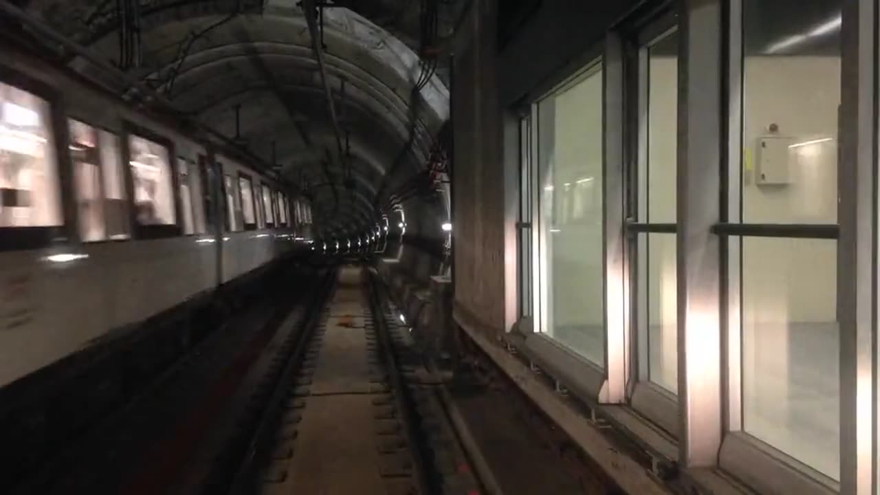 Train in the underground tunnel