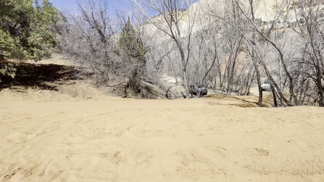 Successful climb of the Sand Hill on Barracks Trail near Kanab, UT