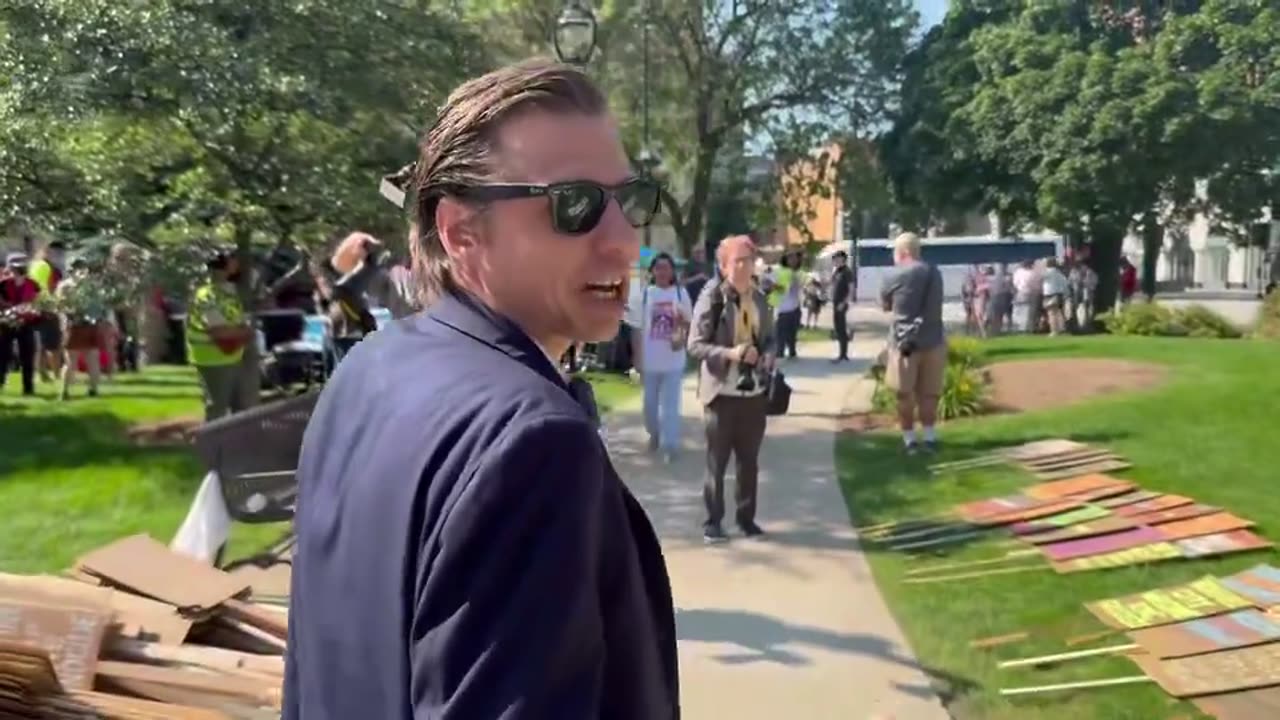 Charles Downs reporting Staged Protestors outside of the RNC.