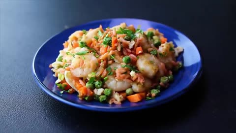 Tuna Cakes Appetizers + Rainbow Shrimp Brown Fried Rice