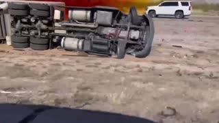 A truck carrying hazardous materials just overturned in Tucson, Arizona