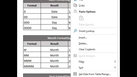 Data formatting in excel