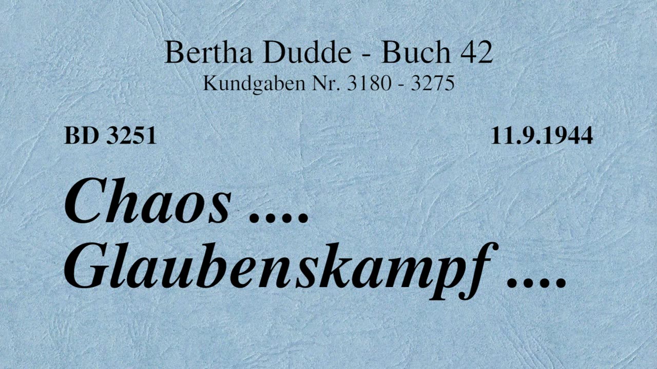 BD 3251 - CHAOS .... GLAUBENSKAMPF ....
