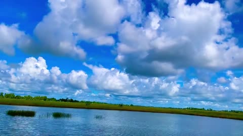 Blue sky and white clouds.