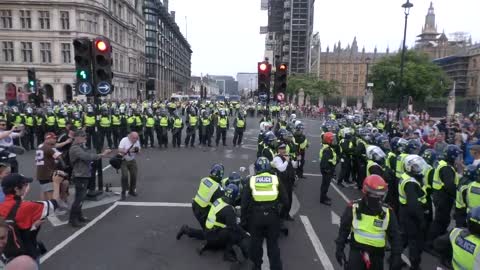 Pro freedom and anti lockdown /covid passport march outside of parliament 24/07/21