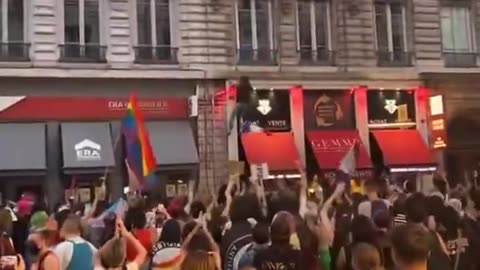 French Flag torn during PRIDE 2023 in Lyon