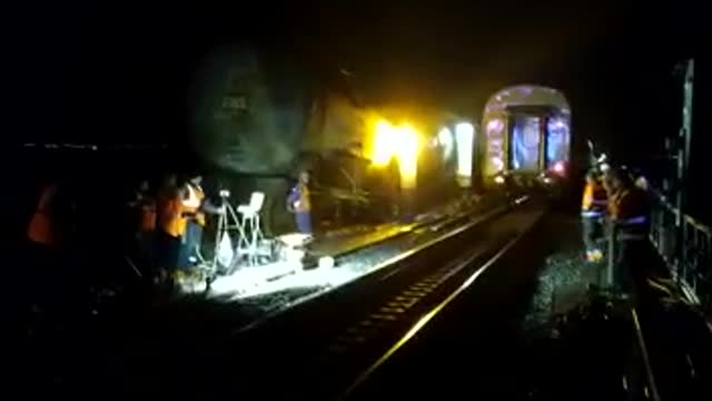 The first passenger train after the terrorist attack passed through the Crimean bridge
