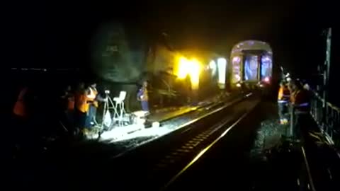 The first passenger train after the terrorist attack passed through the Crimean bridge