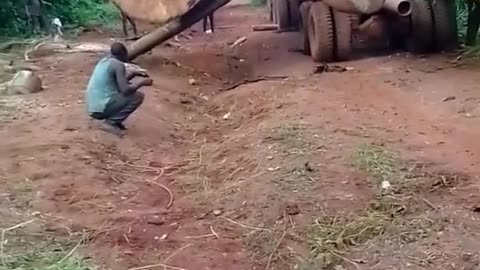 Disaster during Unsafe loading of huge tree trunk.