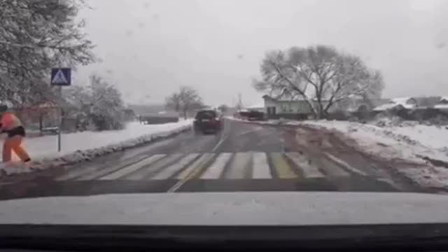 CROSSING GUARD HERO SAVES CHILD FROM BEING HIT BY SPEEDING CAR - WOW!