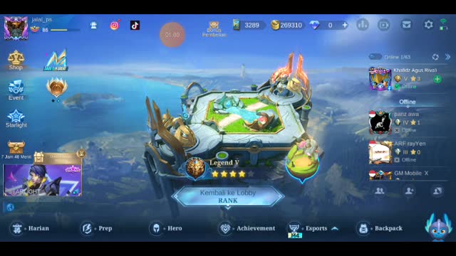 (GAME MOBA) Recording I play the mobile legend game using an Android smartphone