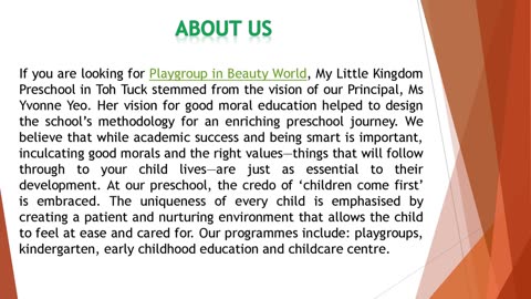 If you are looking for Playgroup in Beauty World