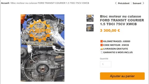Bloc moteur nu culasse FORD TRANSIT COURIER 1.5 TDCI 75CV XWCB