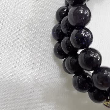 Handmade Unique 7” Bracelet with 6mm Blue Goldstones, Cross Filled By Crystals