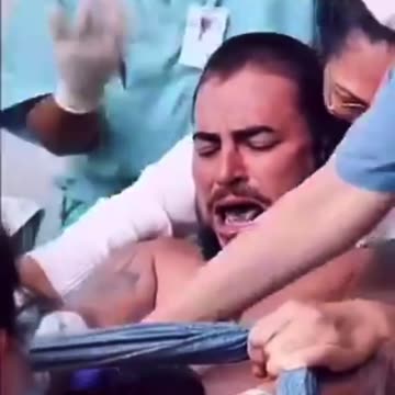 Here is a man giving birth. Breastfeeding is out of the question.