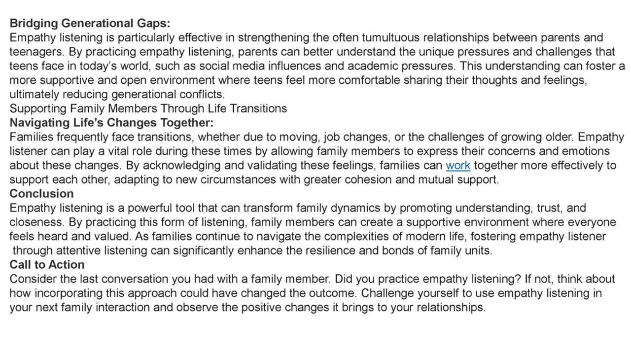 The Role of Empathy Listening in Strengthening Family Bonds