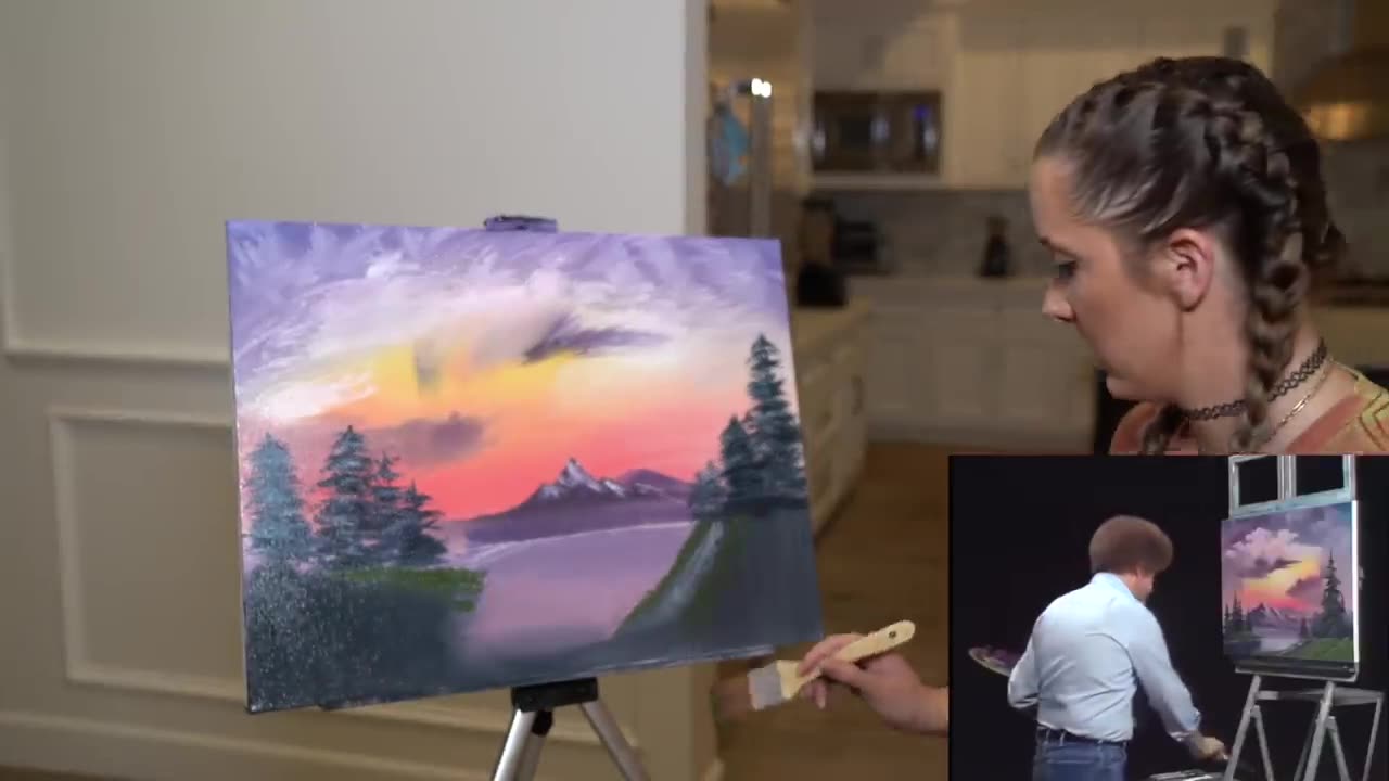 Following A Bob Ross Painting Tutorial