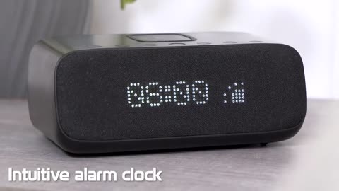 Promate Evoke | Wireless Speaker with Alarm Clock | Universal Wireless Charger