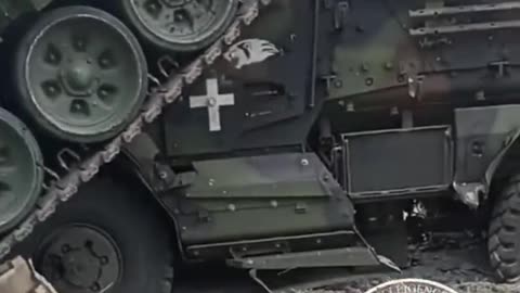 Ukrainian Tank Backed up Over MRAP.