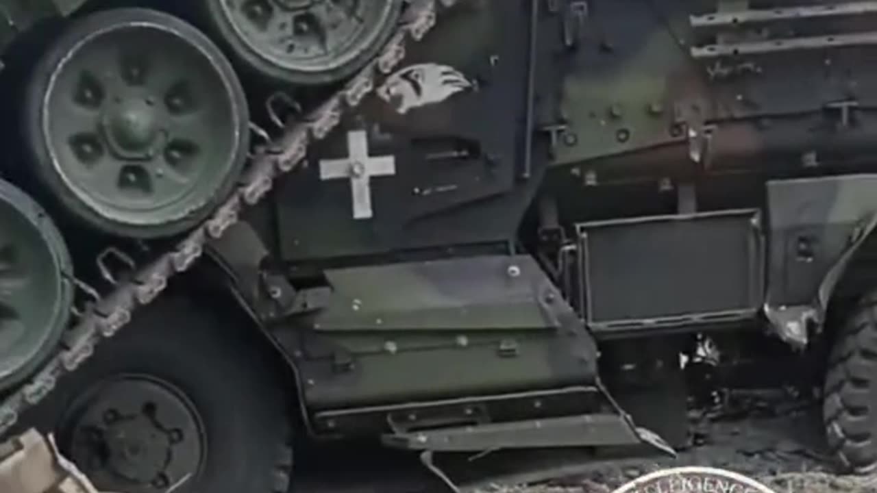 Ukrainian Tank Backed up Over MRAP.