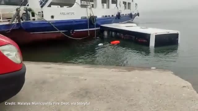 Security cameras capture the terrifying instant a Turkish bus crashed into a lake