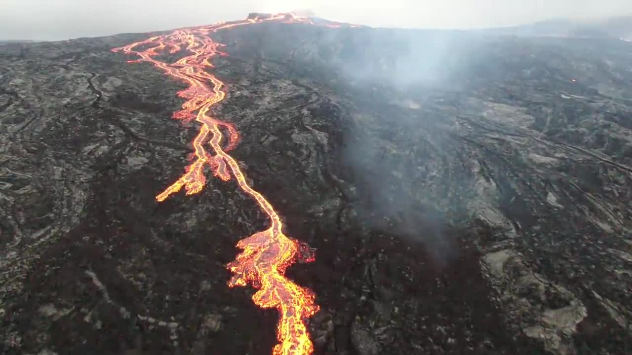 Iceland Geldingadalir Volcano August 14 video with drone