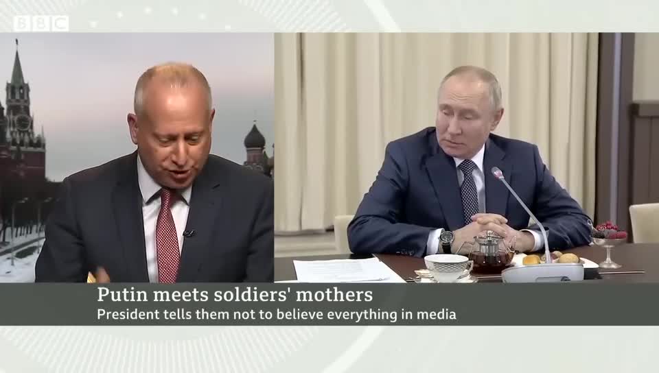 President Putin meets mothers of Russian soldiers fighting in Ukraine - BBC News