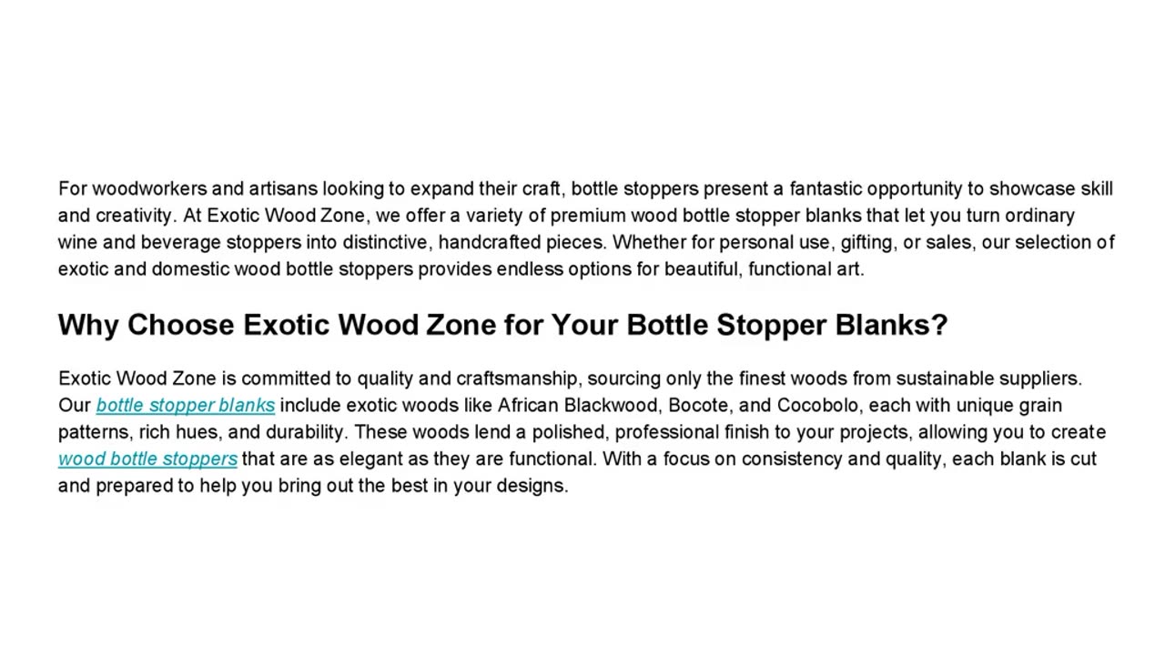 Transform Your Woodworking Projects with Exotic Wood Zone's Unique Bottle Stopper Blanks