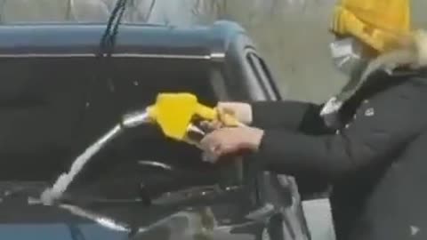 Maskhole Washing Her Car With Gasoline