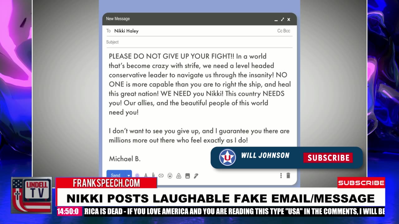 Nikki Posts Laughable Fake Email / Message On X