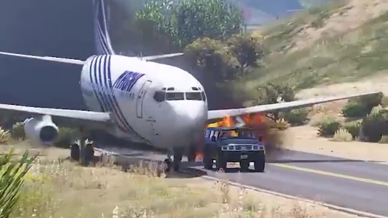 Boeing 737 crashes into mountain, makes emergency landing on busy highway