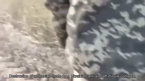 Destruction of an Iranian drone by a Ukrainian anti-aircraft missile system.