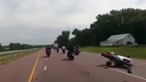 Frightening video shows a motorcyclist flip his bike at high speeds on Hwy. 169...