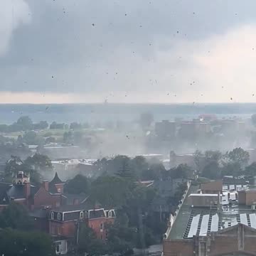 Small tornado moving through downtown Buffalo, NY Aug 5th, 2024