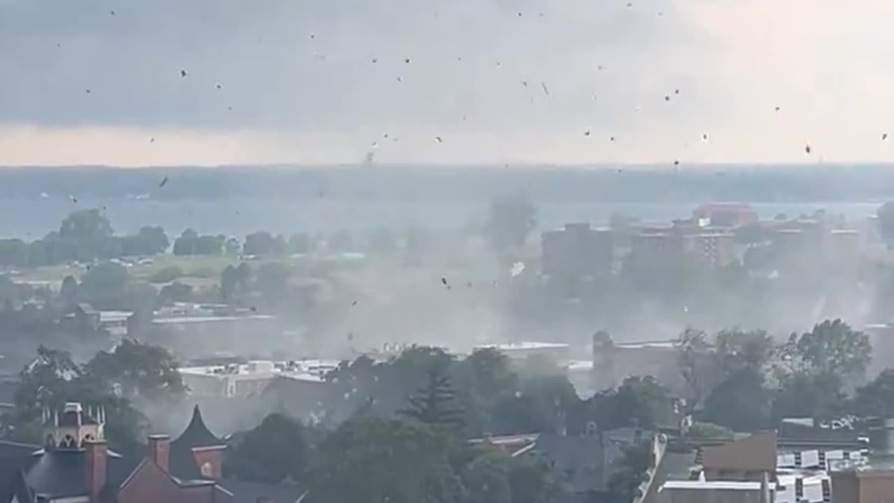 Small tornado moving through downtown Buffalo, NY Aug 5th, 2024