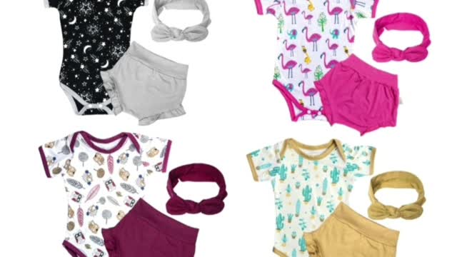 012 Baju Bayi 3 in1 Jumper Pendek + Celana + Bandana