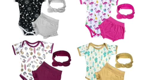 012 Baju Bayi 3 in1 Jumper Pendek + Celana + Bandana