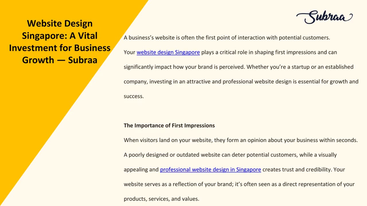 Website Design Singapore: A Vital Investment for Business Growth — Subraa