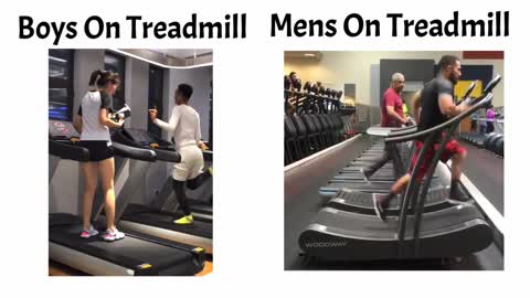 boys vs mens on treadmill