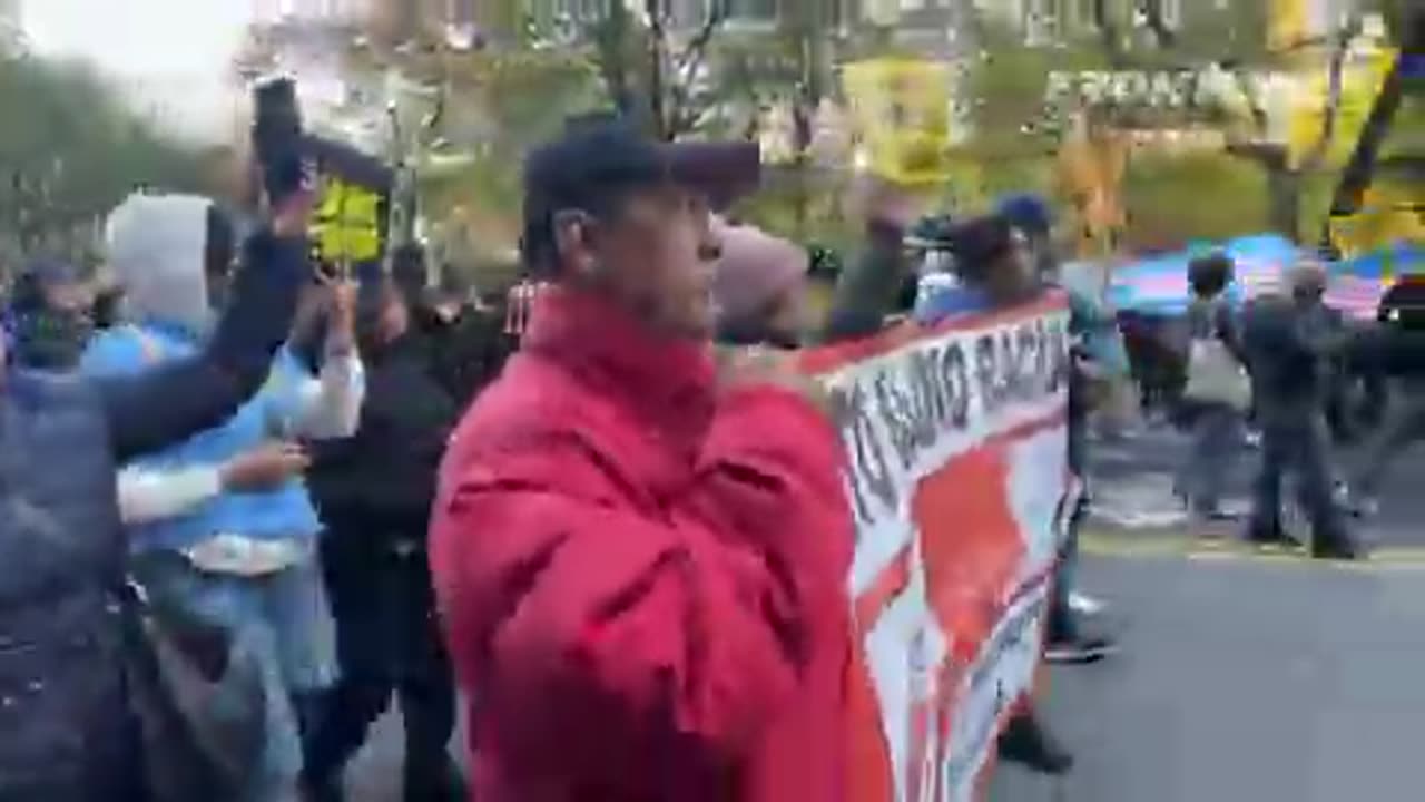 Illegal immigrants in New York City rally against proposed large-scale deportation of Donald Trump.