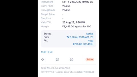 Stock market profit 23 August