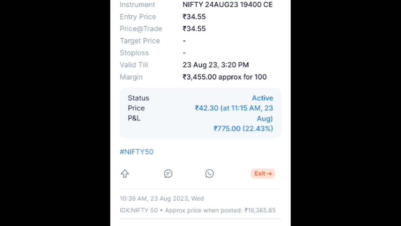 Stock market profit 23 August